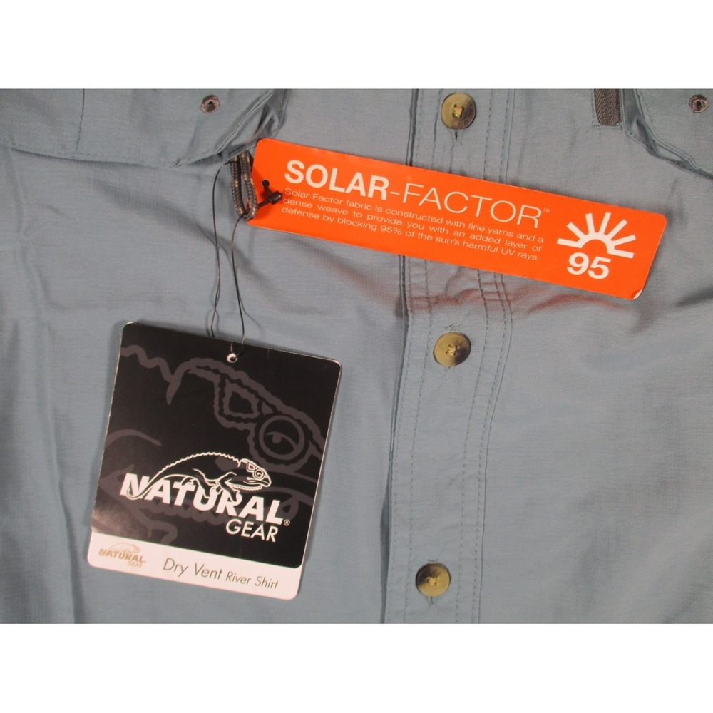 Natural Gear Fishing Shirt Mens L Blue Long Sleeve Button Up Vented Outdoor NWT - Picture 5 of 8